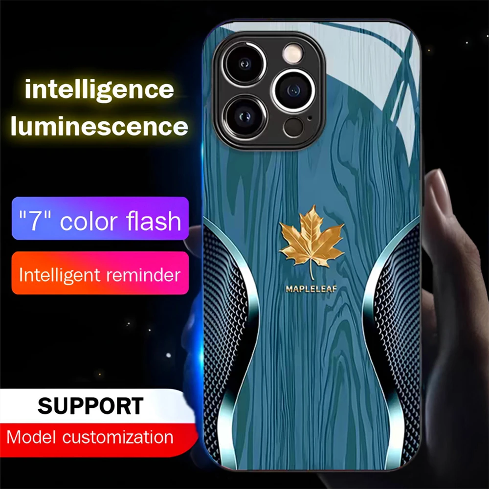 Lucky Maple Leaf Sound Control LED-Blitzhüllen, leuchtende Glasabdeckung für iPhone Air 17 16 E 15 14 13 12 11 Pro Max Plus – Detail 13