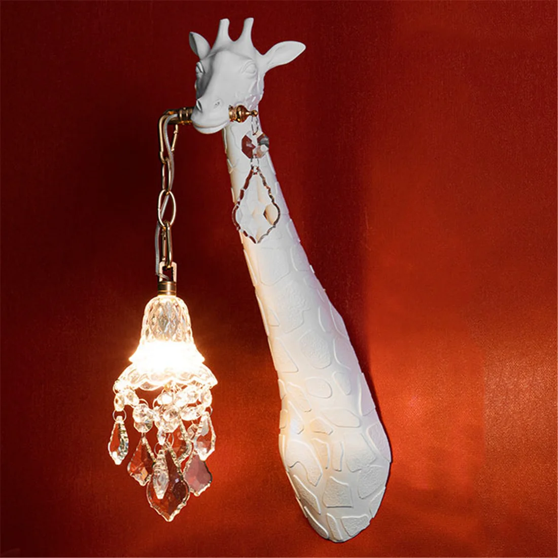 Cottagecore Decor Resin White Deer Glass Crystal Led Wall Lamp For Sofa Corridor Hallway Loft Dining Room Sconce Light Fixtures