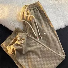 

Y2k Plaid Pants Loose High Waisted Wide Leg Pants Korean Fashion Checkerboard Casual Women's Sports Pants Harajuku Pants