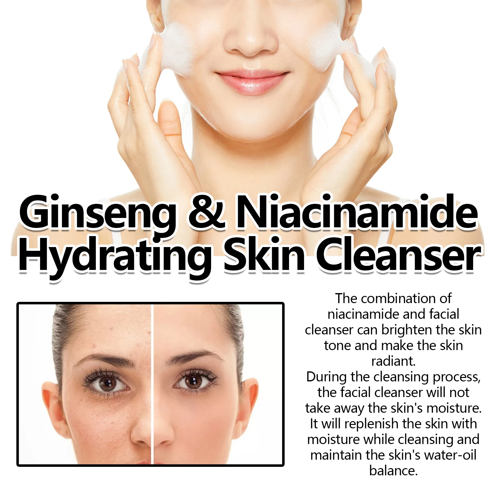 Ginseng Facial Cleanser  Gentle Pore Purifying, Fine Rich Foam, Deep Hydration & Easy Rinsing  Must-Have for All Skin Types 5