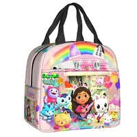 Custom Animated Anime Movies Gabbys Dollhouse Portable Lunch Boxes Women Multifunction Cooler Thermal Food Insulated Lunch Bag 1