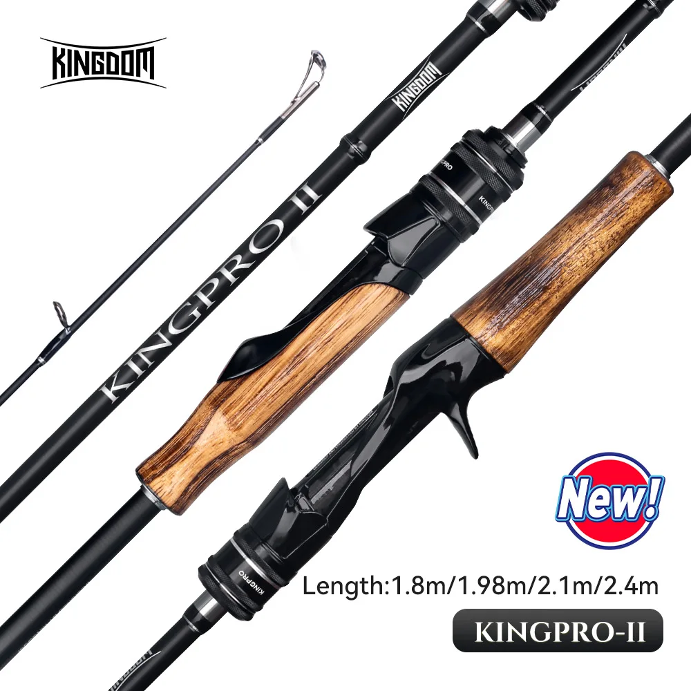 Kingdom-Kingpro2 Series Varas de pesca, Spinning Casting Carbon Lure Rod, 2 Seções Rod, 1.8m, 1.98m, 2.1m, M, ML, L Power, MF Ação, Novo