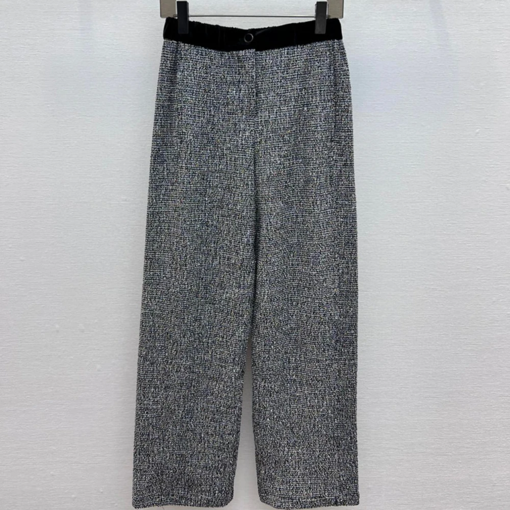 Brand New 2023 Autumn Chic OL High-rise Straight Pants High Quality Vintage Tweed Pants C026