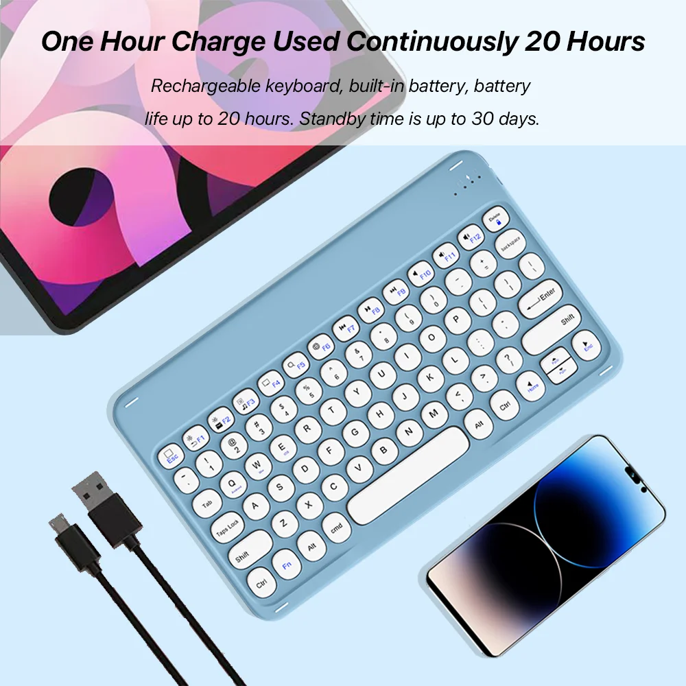 Bluetooth Keyboard And Mouse for iOS Android Windows System circular keycap portable ultra-thin Teclado for Mac iPad cell phone