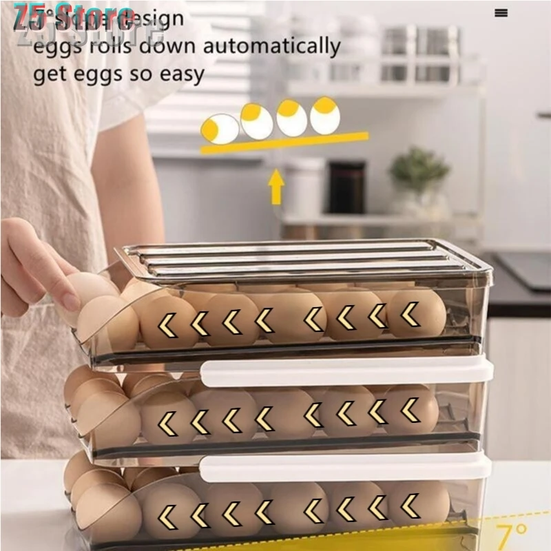 Automatic Auto Scrolling Eggs Rack Holder Storage Box Plastic Eggs