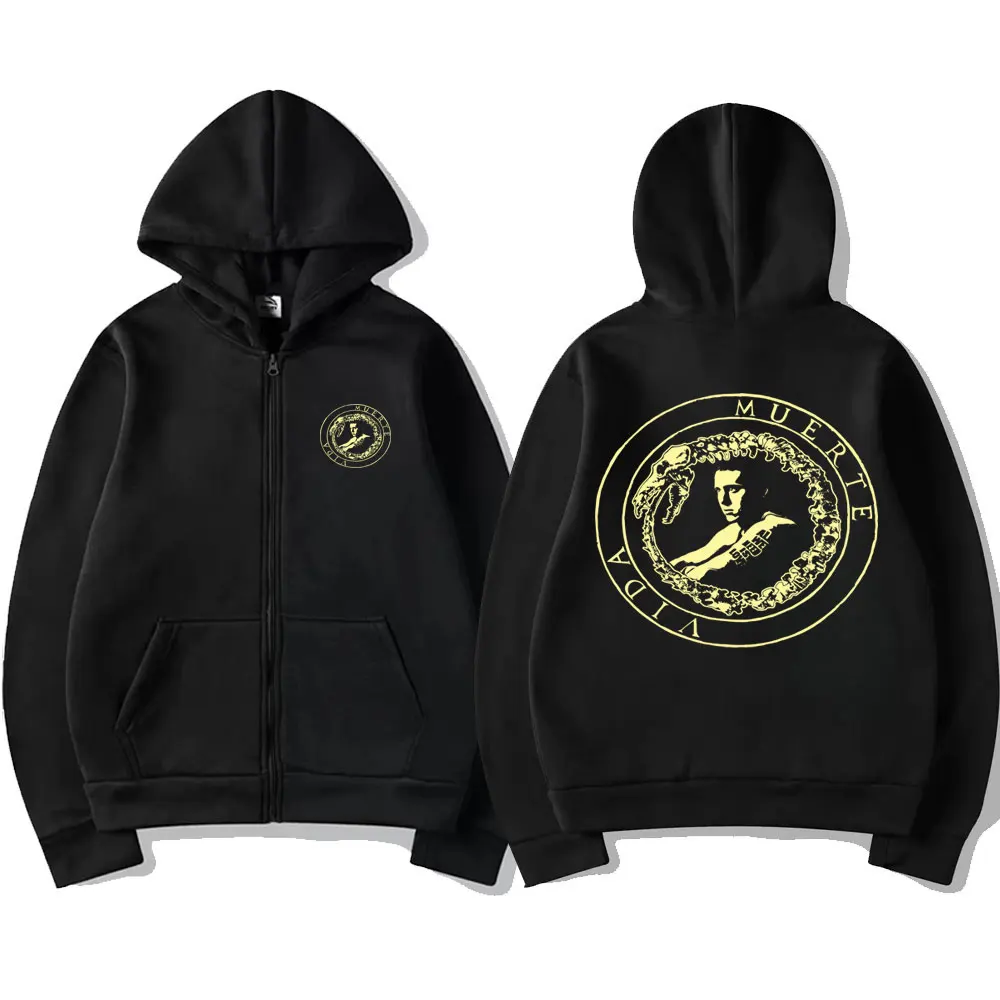 Canserbero Vida All We Need Is Love Graphic Zipper Hoodie Men Gothic Rock Zip Up Jacket Streetwear Male Hip Hop Vintage Hoodies