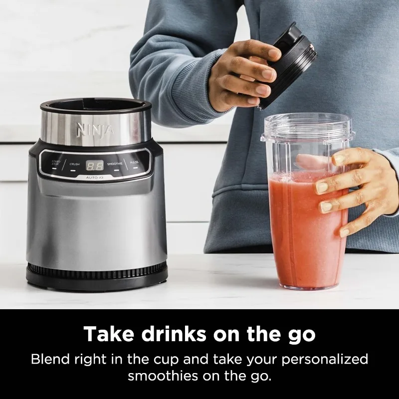 Ninja BN401 Nutri Pro Compact Personal Blender, Auto-iQ Technology, 1100-Peak-Watts, for Frozen Drinks, Smoothies, Sauces & More 6