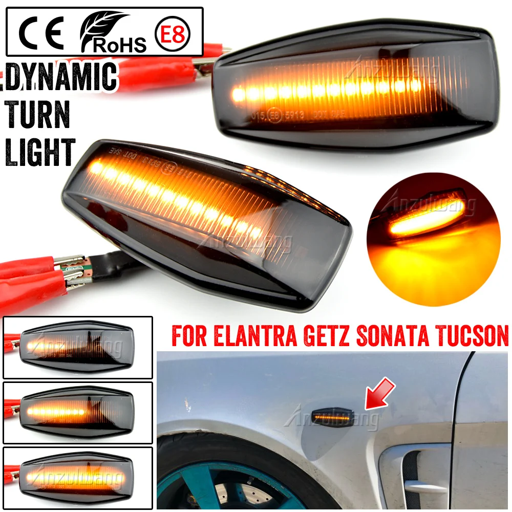 

2PCS Dynamic Blinker LED Light Side Marker For Hyundai Elantra XD i10 Getz Sonata XG Tucson Terracan Coupe