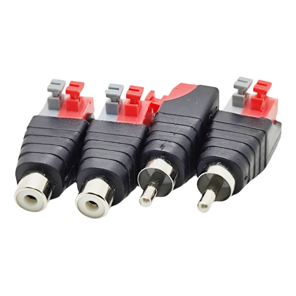 2/6/10PCS AV Stecker RCA Lotus Kopf Drücken Terminal Überwachung Zubehör RCA Schweißen-freies Audio stecker Audio Männlich und Weiblich