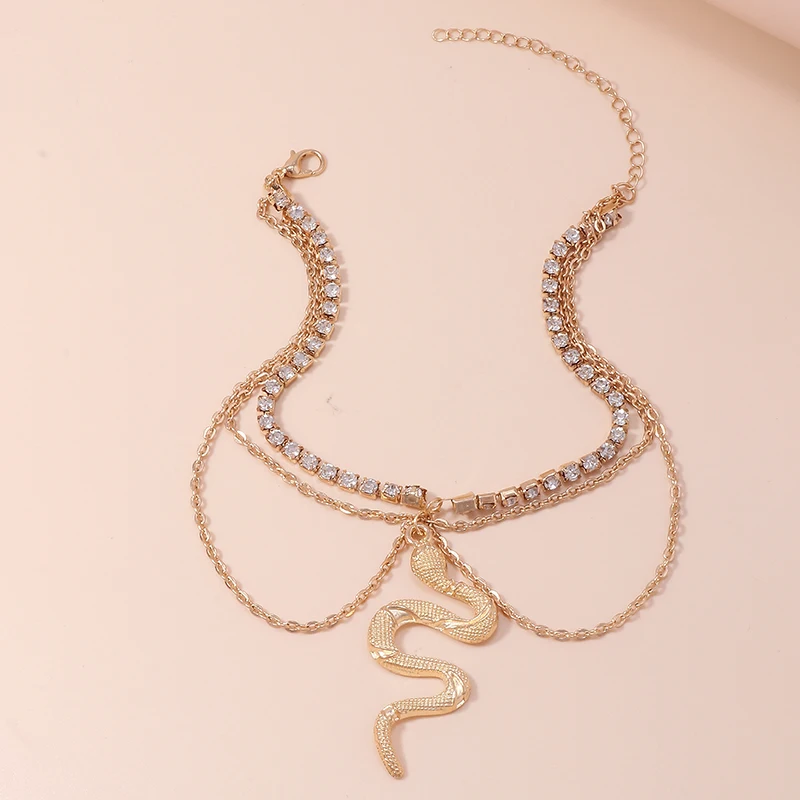 Aihua Klassische Schlange Multi-schicht Fußkettchen Für Frauen Sexy Kette Auf Fuß Bein Weibliche Knöchel Armband Strand Schmuck – Detail 7