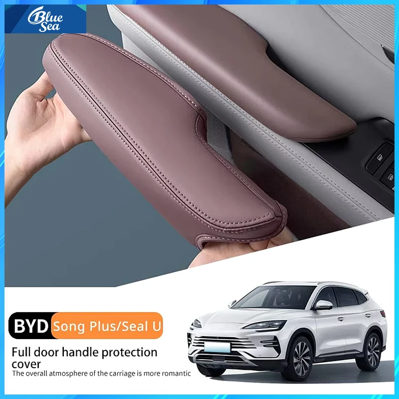 For Byd Song Plus Seal u Dmi Ev 2020-2025 Car Door Handle Protector Covers Leather Anti-slip Interior Decoration Accessories