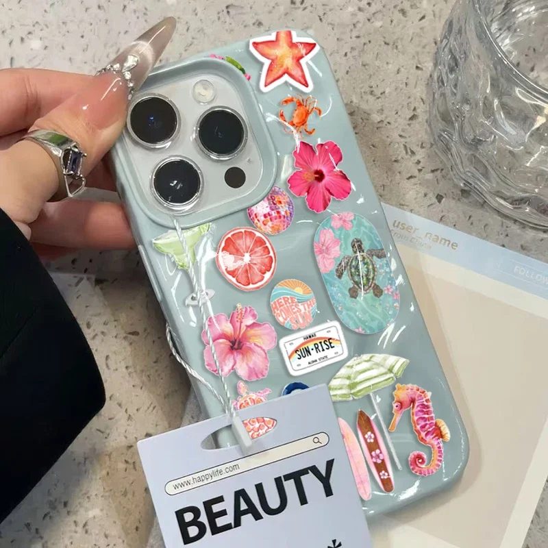 Ocean Serenity Soft Phone Case with Summer Flower & Seahorse Design