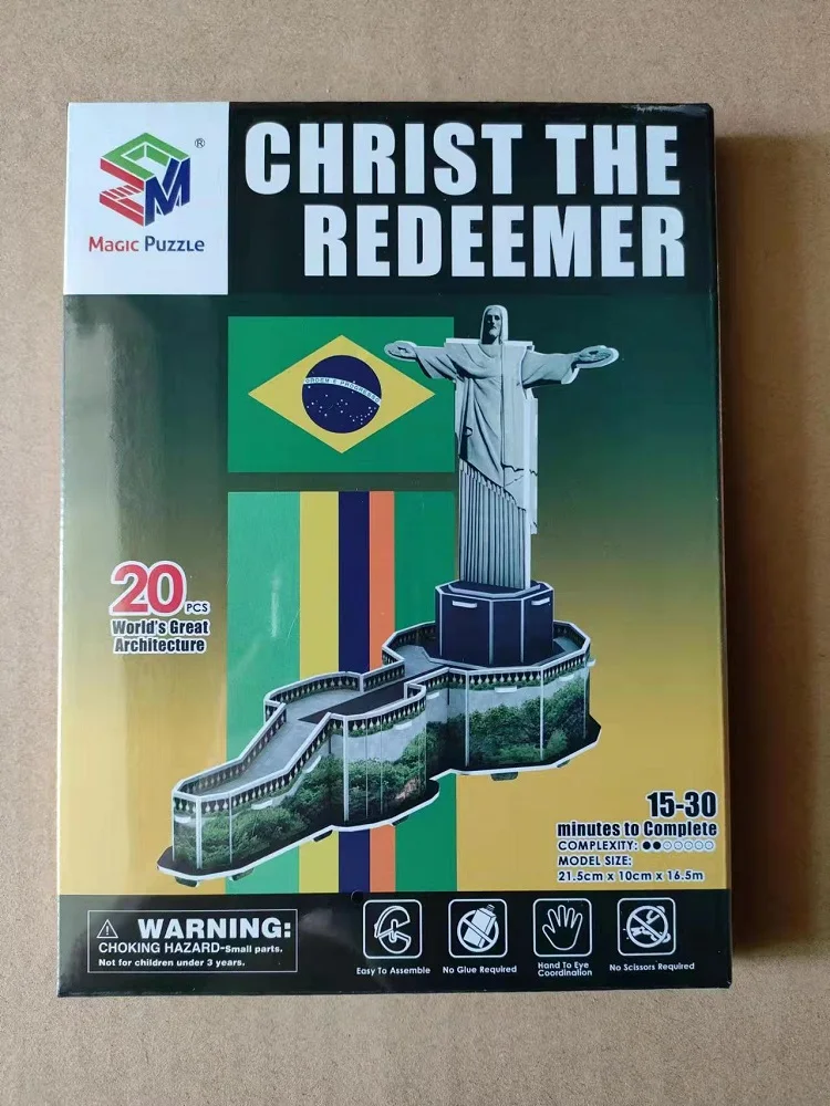 Christ The Redeemer 3D Paper Puzzle DIY Model Toy Brazil Famous Architecture Cristo Redentor Birthday Christmas Gift 1pc