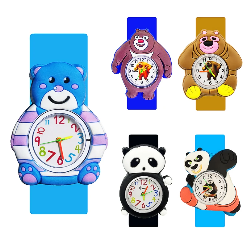 Cartoon Kids Watches For Boys Girls Toys Baby Study Time Clock Bambini Slap Watch Christmas Birthday Party Gift Clock