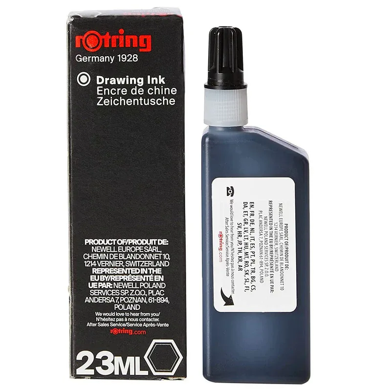 Technical Drawing Pen 1 Bottle rOtring Isograph 23 ml Liquid Ink Black/red/blue High Opacity Ink Excellent Adhesion