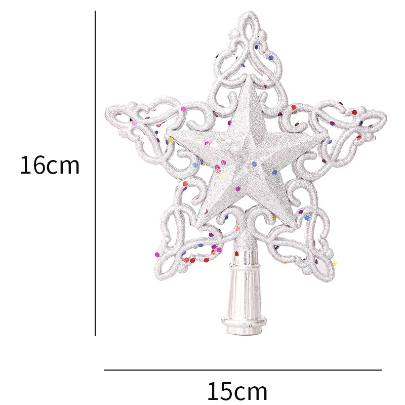 Snowflake Christmas Tree Topper Glitter Hollow Gold Star Xmas Tree Ornaments Christmas Decorations For Home 2023 Xmas New Year