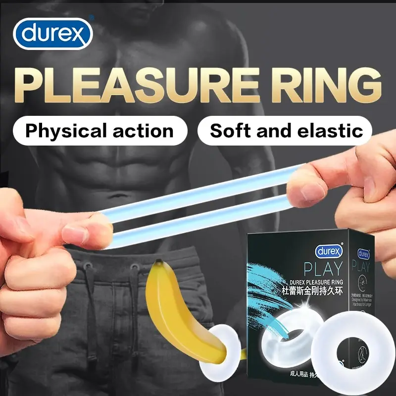 Durex Reusable Pleasure Penis Ring Delayed Ejaculation Silicone Ring Adult 18 Sex Toys for Man