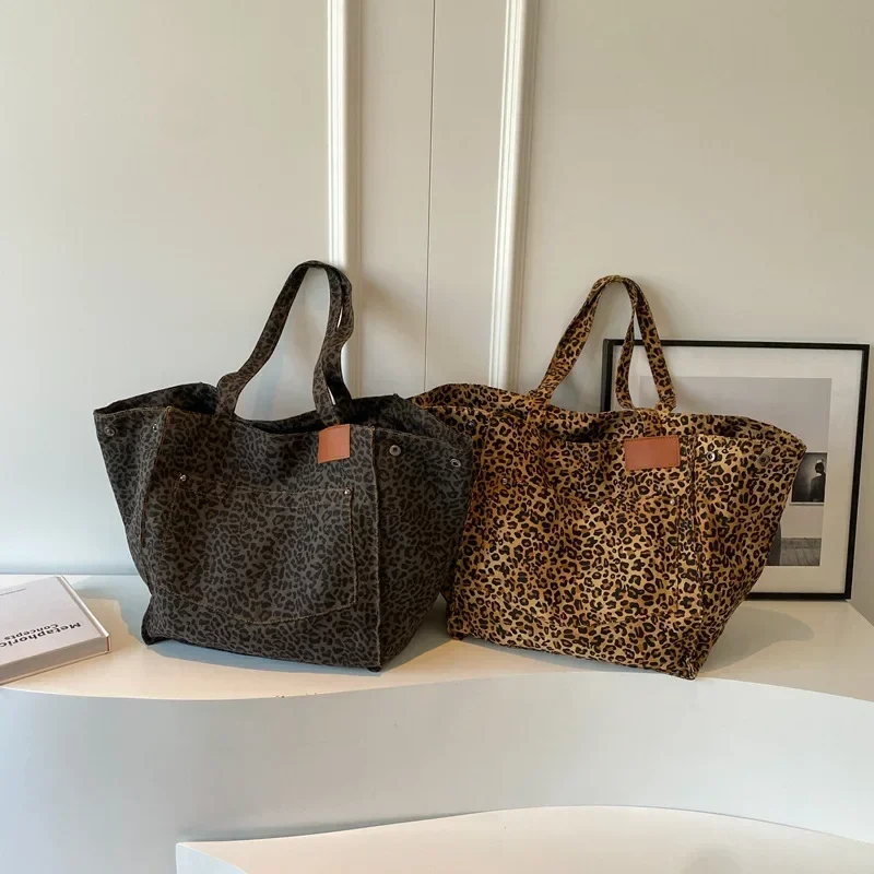 Leopard Design 2026 Korean Fashion Shopper Big Shopping Bags for Women Handbag Lady Shoulder Bag Large Capacity Bag Girl Handbag