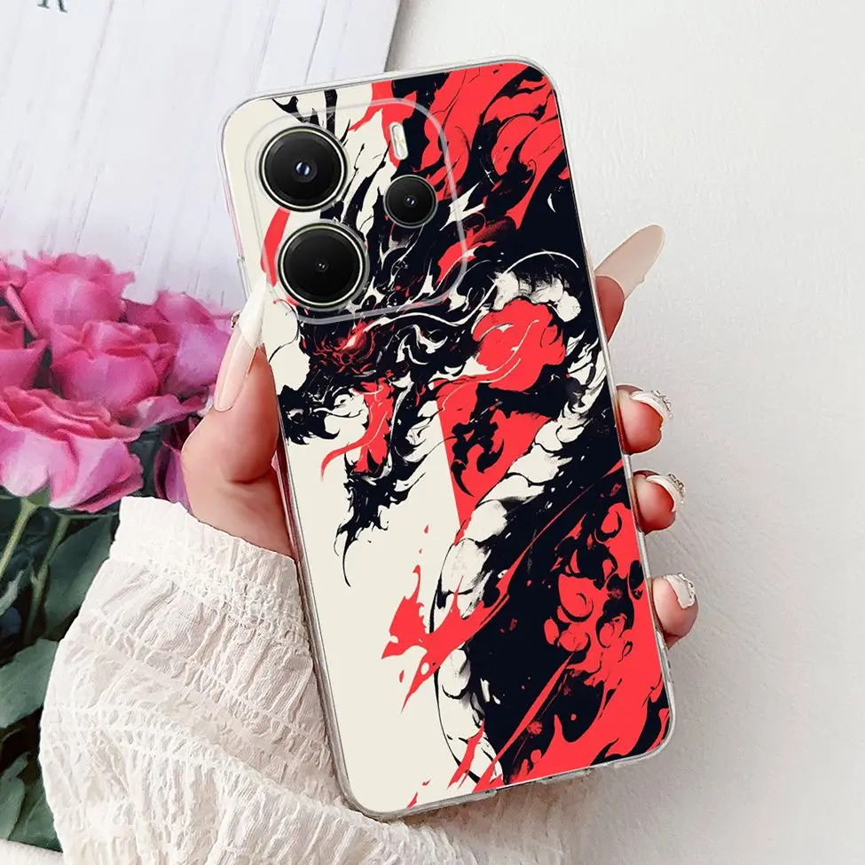 Clear Aesthetic Luxury Cute Cat & Floral Painted Soft Phone Case Cover