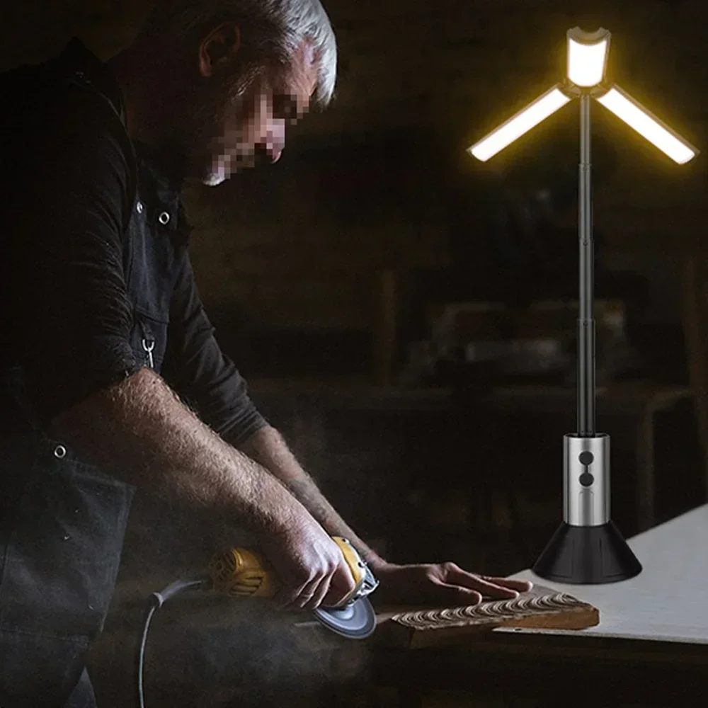 Camping Light Folding Portable Flashlight Telescopic Lantern USB Rechargeable Camping Lantern Outdoor Tent Lamp with Stand Base