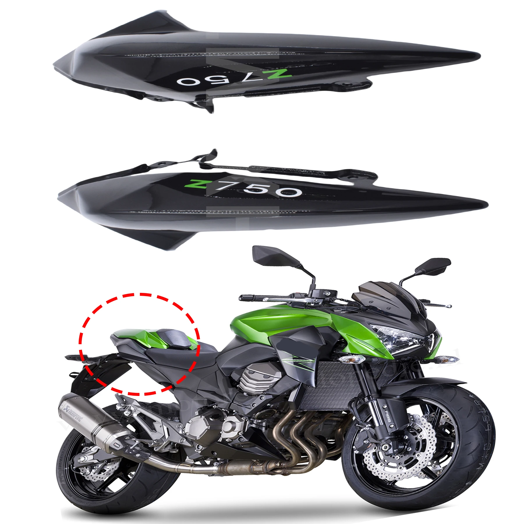 For KAWASAKI Z750 Z 750 2007 2008 2009 2010 2011 2012 Motorcycle Rear Tail Side Seat Fairings Kit - Image 2
