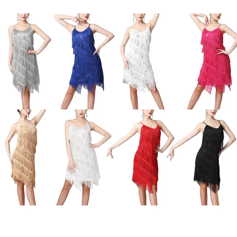 Women's Glamorous Sequined Dance Dress for Latin and Ballroom Styles