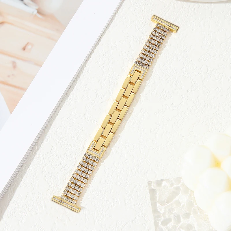 Elegant Diamond-Accented Metal Bracelet Watchband for Women (Available in Multiple Sizes)