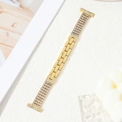 Elegant Diamond - Accented Metal Bracelet Watchband for Women (Available in Multiple Sizes) (Gold)
