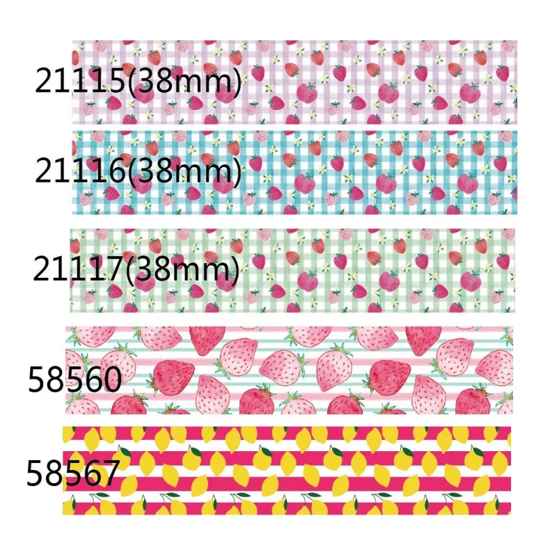 

10Yards Strawberry with Plaid Grosgrain Ribbon 38mm for Hairbows DIY Sewing AccessoriesCraft Supplies Handmade Materials