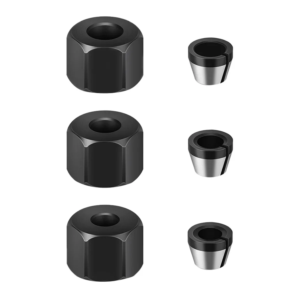6pcs/Set 6mm 6.35mm 8mm Milling Cutter Collet Adapter Engraving Trimming Machine Chucks Trimmer Router Bit Accessories