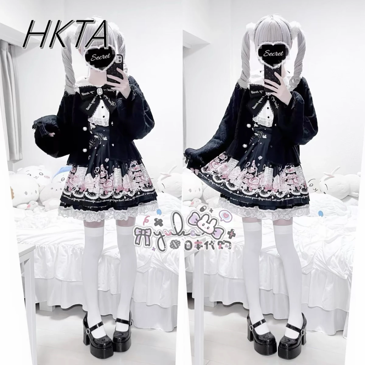 Women's Dress 2-piece Set Spring Print Navy Collar Long Sleeve Shorts
