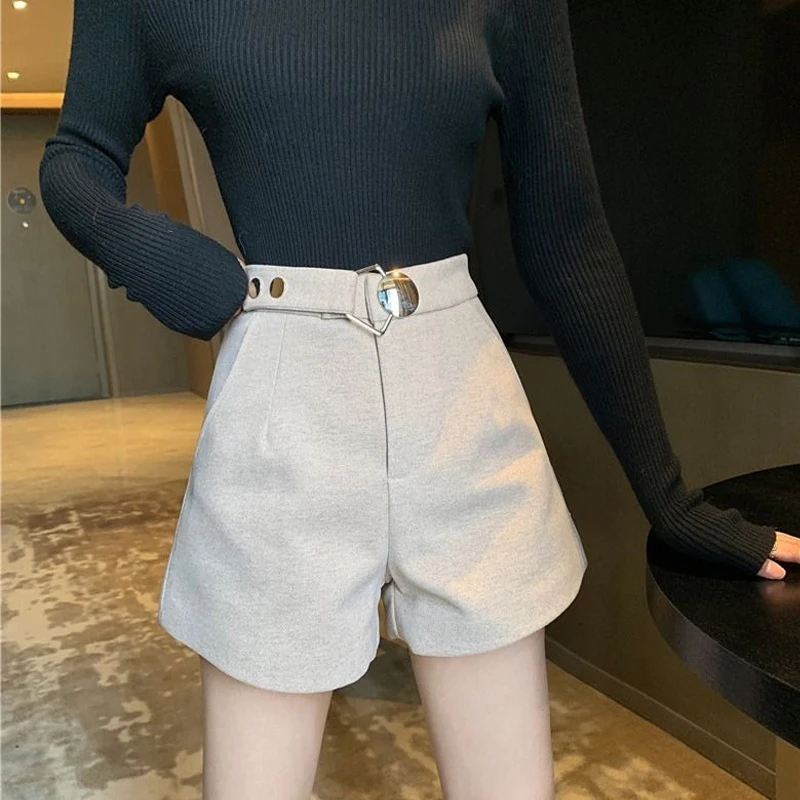Fashion Black High Waist Shorts Spring Autumn New Solid All-match Loose Youth Casual Wide Leg Pants Vintage Trend Women Clothing