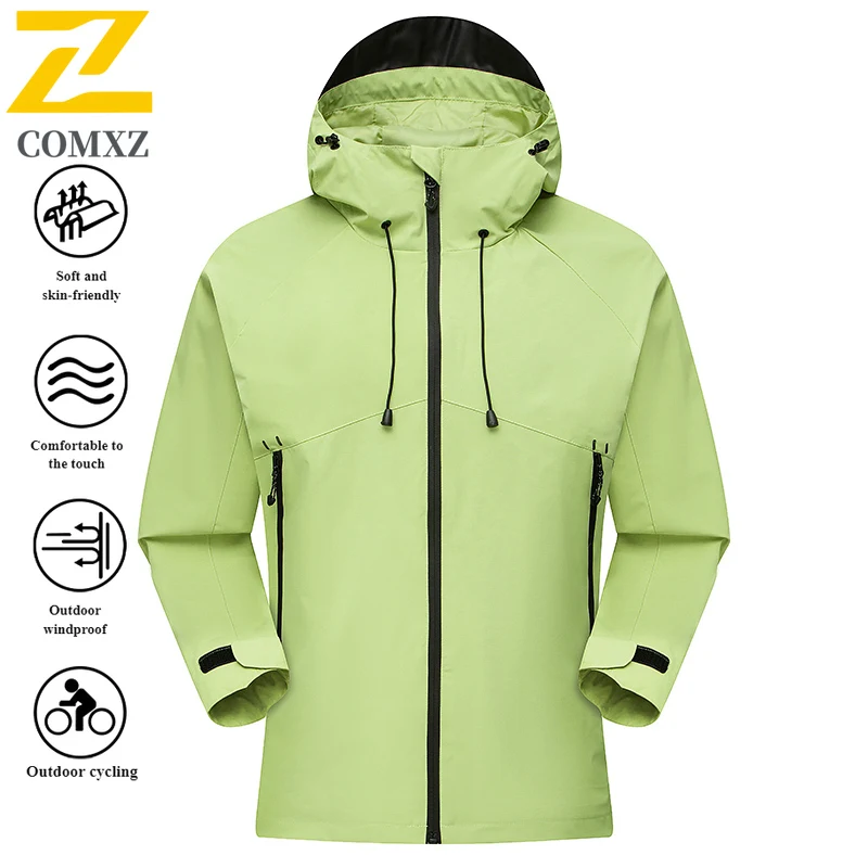 EiAO Windbreaker Dopamine Couple's  Waterproof Windproof Hooded Outdoor Jacket for Hiking Camping Fishing Vivid Colorblock 2025