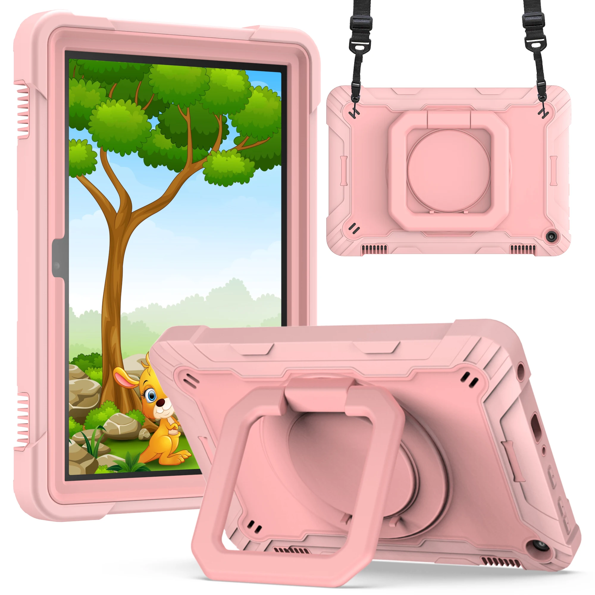 360 Custodia Rotante Per Amazon Fire Hd8 Plus 2020 10Th Generation Handle Grip Stand Cover Tracolla Antiurto Kids Funda # R