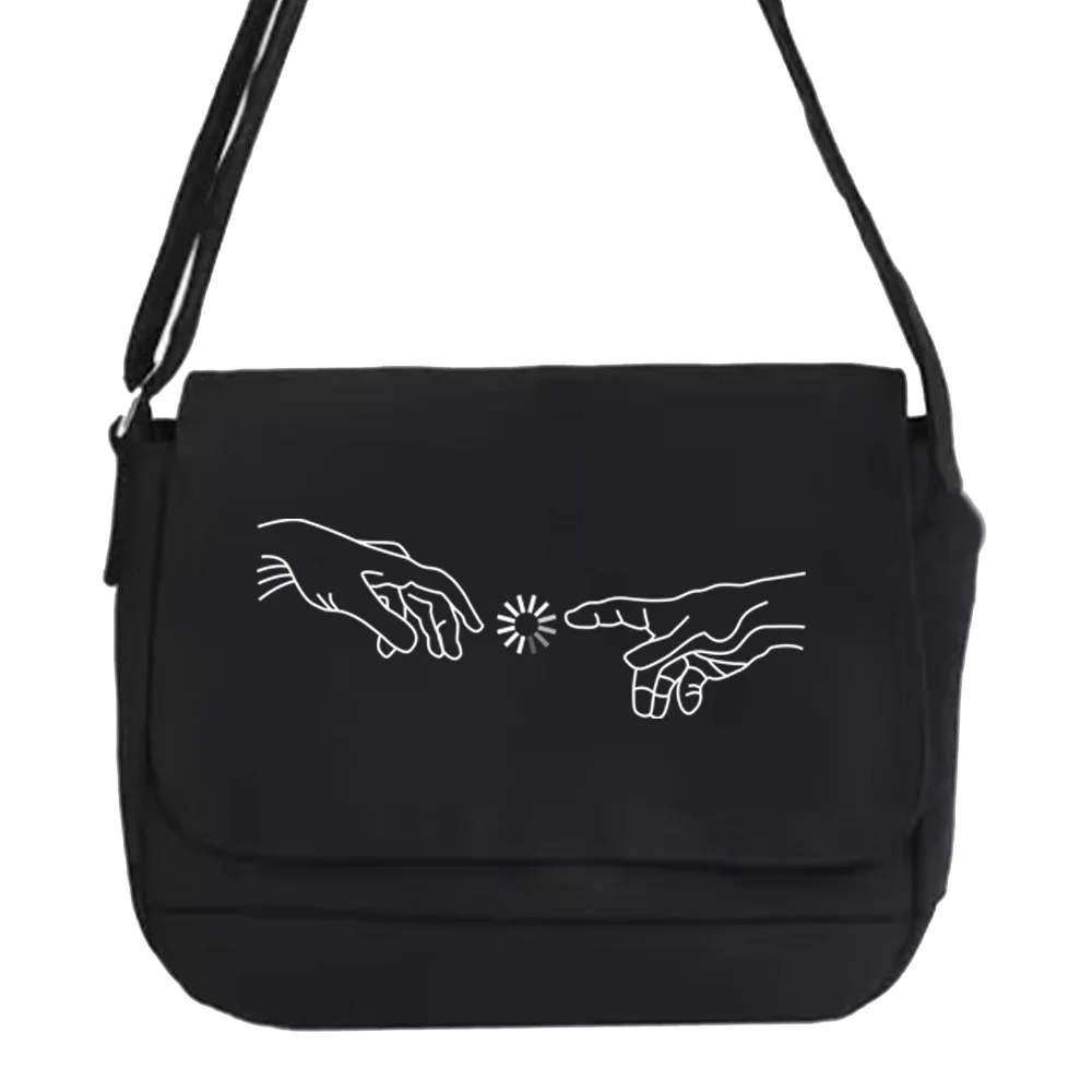 Shoulder Messenger Bags Harajuku Canvas Crossbody Bag Women Japanese Diagonal Pouch Student Envelope Bags White Picture Pattern