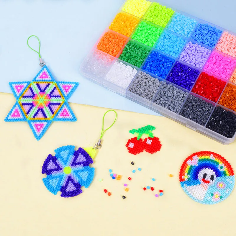 

2.6mm Fuse Bead Set 24 Grid Box Fuse Bead Set Template Tweezers Ironing Paper Educational Puzzle Toy DIY Handmade Artwork Making