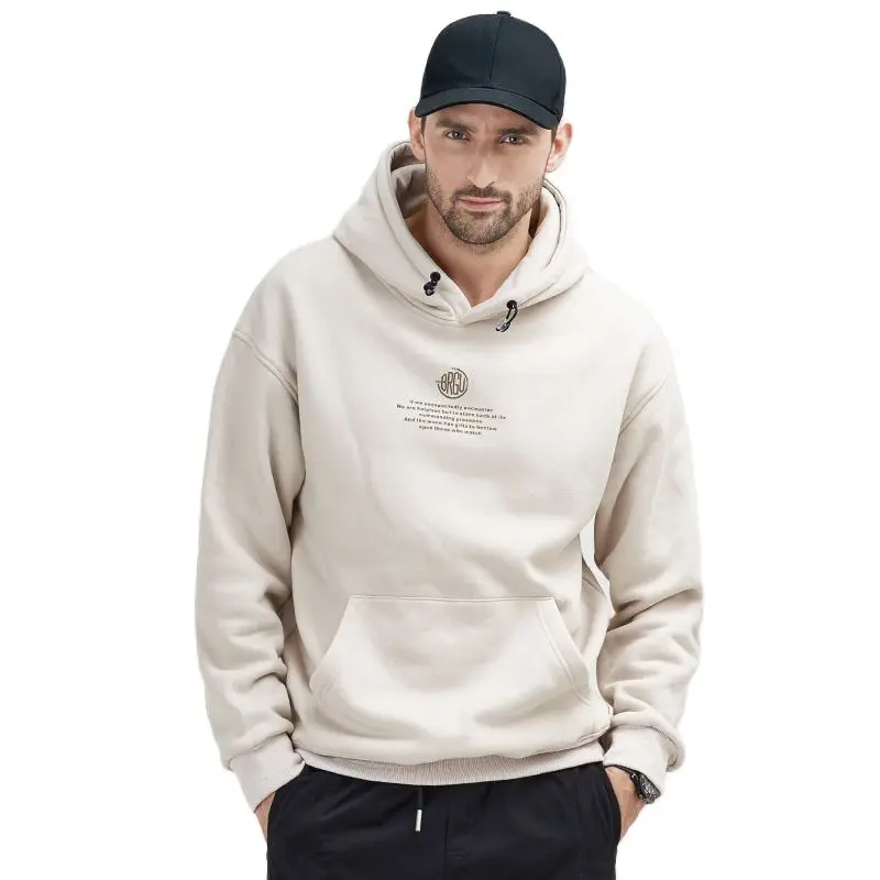 

SHiONFA Men's loose Trend Casual Hooded Kangaroo Pocket Hoodie Print Pullovers Koren Style Sweatshirts Male Jumper for Spring