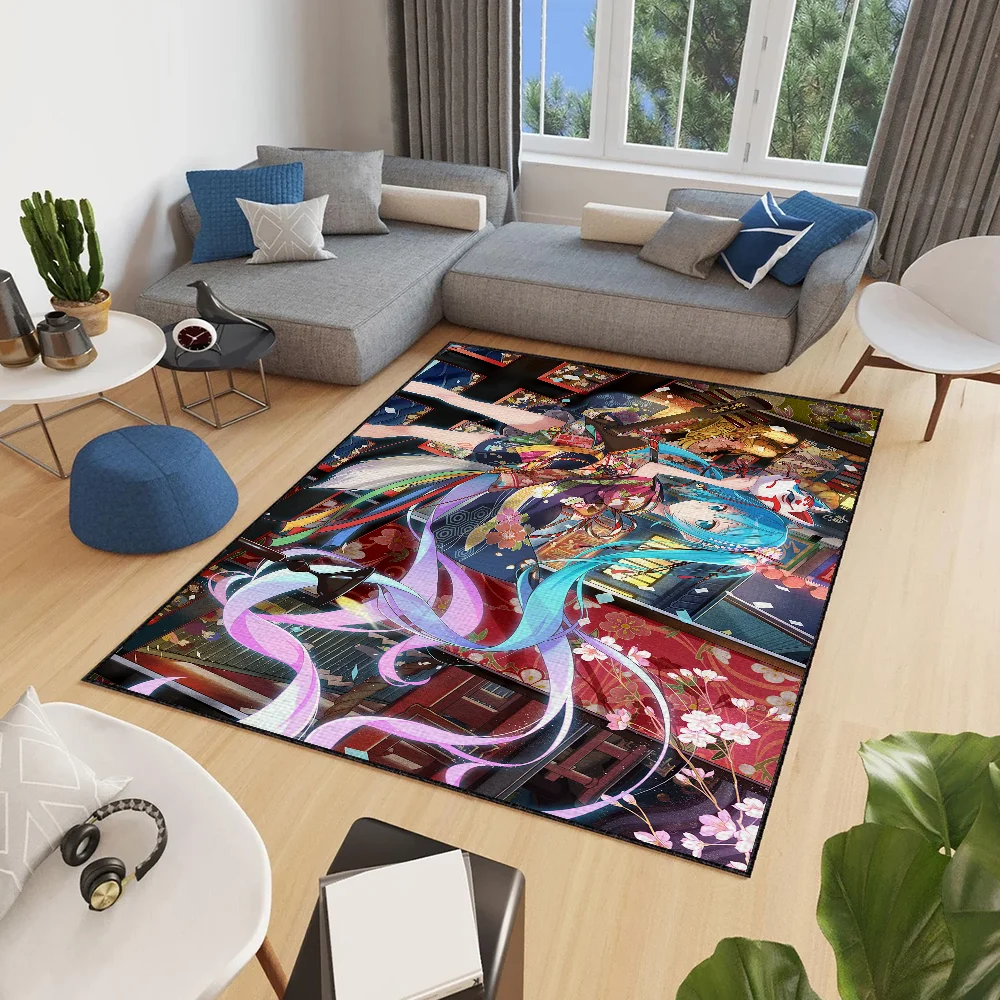 Door Mat Kawaii Anti-Slip Kitchen H-Hatsune Bedroom Handmade Tufted Miku Anime Rug Carpet Living Room Entrance Decoration home 5