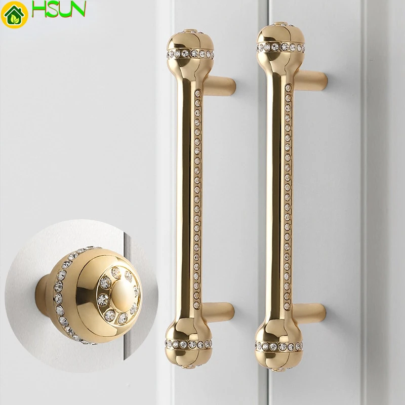 

Northern European light luxury cabinet door handle inlaid with crystal diamond cabinet door handle solid zinc alloy drawer