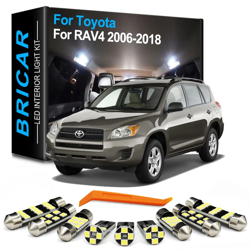 

Bricar 10Pcs Canbus Car Indoor Lamp For Toyota RAV4 2006-2012 2013 2014 2015 2016 2017 2018 Vehicle Interior LED Bulb Light Kit