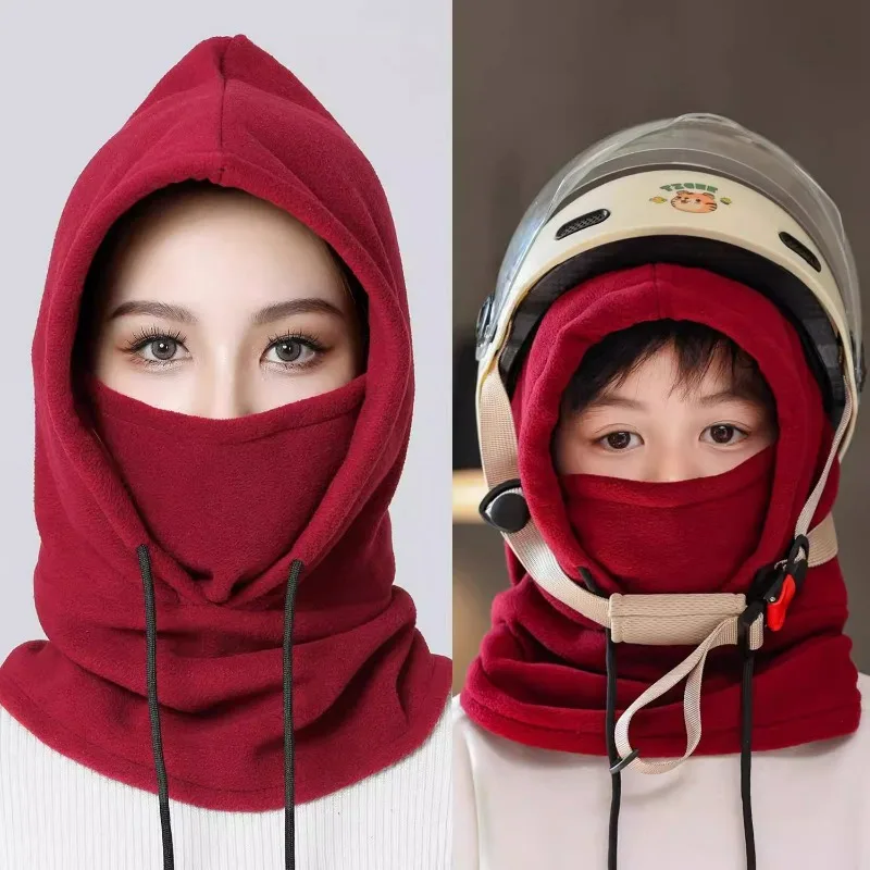 Winter Protection Snug Hat Wool Lining Beanie Windproof Thick Fleece Bonnet Anti Cold Balaclava Cycling Jogging Warm Cotton Caps