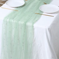White Pearl Gauze Table Runner Wedding Dinning Decoration Bridal Veil Wedding Arch Drapery Anti-wrinkle Party Dessert Tablecloth 3