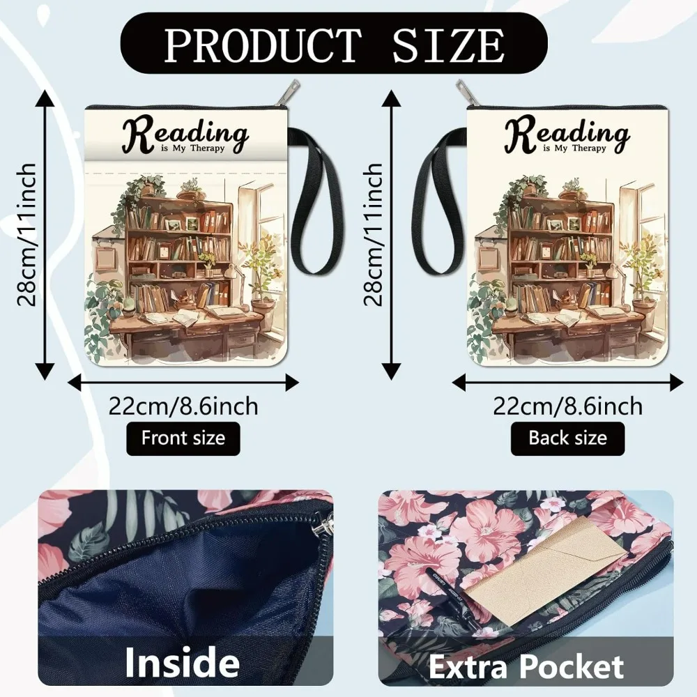 Desktop Book Covers Words Book Sleeve Book Protector for Paperbacks Washable Fabric Cloth Book Cover with Zipper and Extra - 2