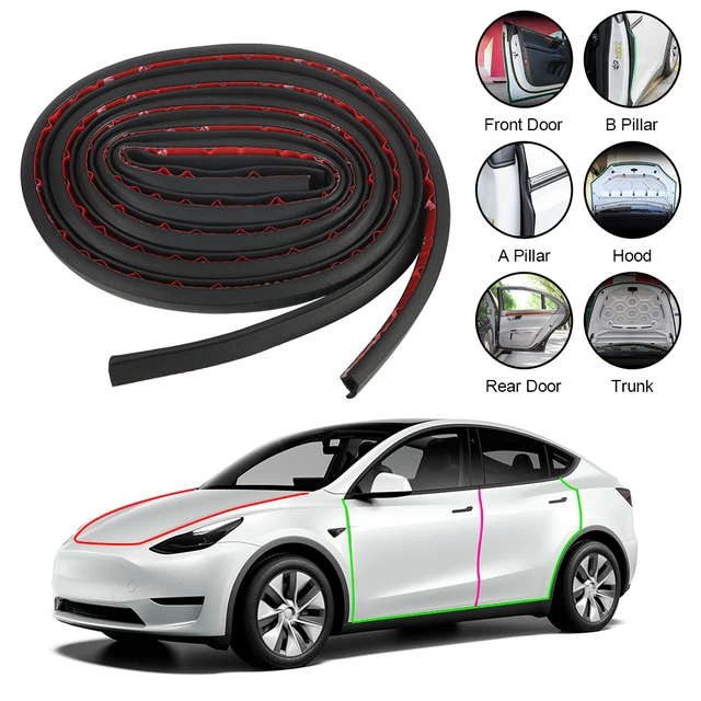 Car Door Seal Strips For Tesla Model Y 3 Wind Noise Reduction Kit A-pillar  Trunk