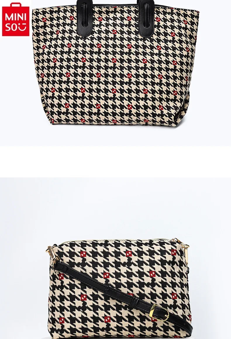 MINISO Disney Mickey Fashion Large Capacity Handbag Women's High Quality Multi functional Storage Tote Mother and Child Bag