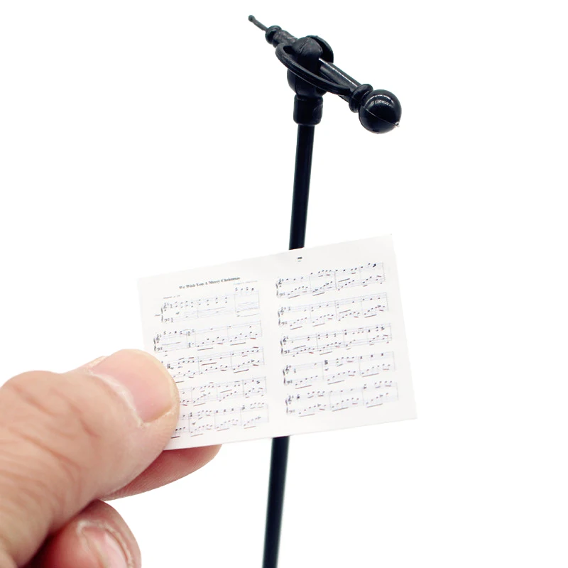 

2Pcs/Set 1:12 Dollhouse Miniature Microphone Sheet Music Combination Musical Instrument Furniture Model Decor Accessory