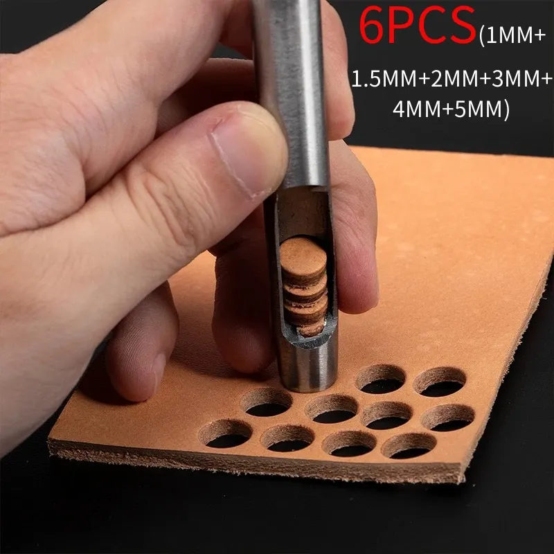 Description Picture 3 of item6Pcs/Set Leather Hole Punching Tools Hollow Round Hole Puncher Clothing Sewing Leathercraft Accessories Drilling Puncher Kit
