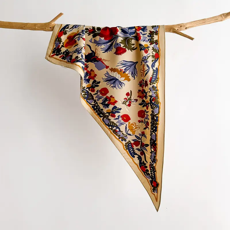 2026 Fashion Triangle Scarf for Women Hair Band Soft Neckerchief Vintage Hijab Stripe Print Headscarf Female Pashmina Bandana - Image 8