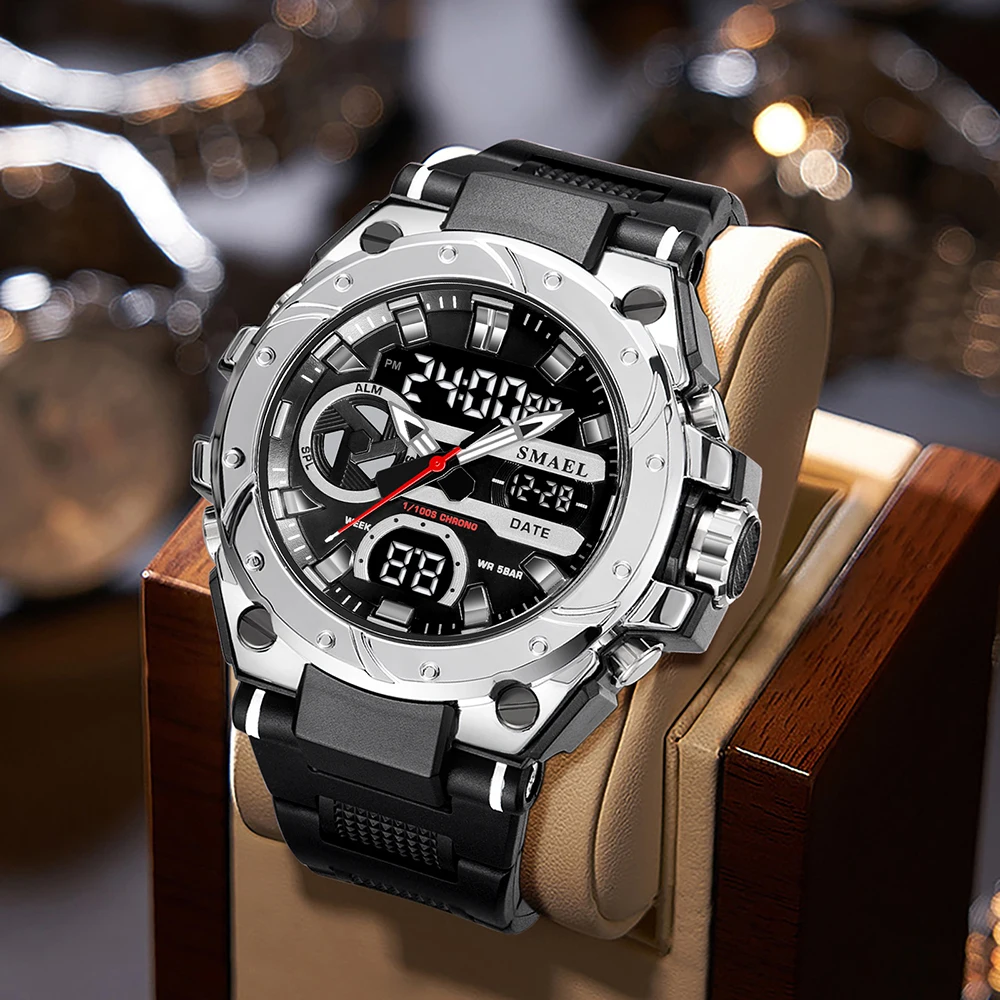 SMAEL Sport Watches: Waterproof Multifunctional Men's LED Watch with Dual Time Display and Stopwatch