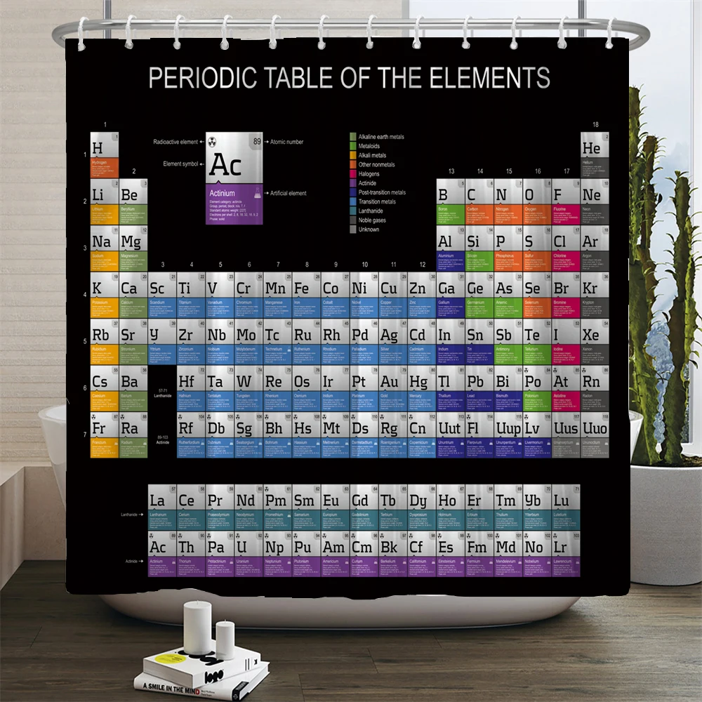 Shower Curtains Japanese Periodic Table of Elements Bathroom Curtains Waterproof 3D Print Shower Curtain White Fabric Curtain For The Bath